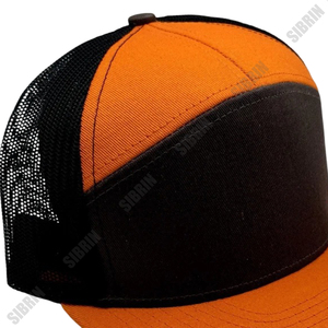 SIBRIN Custom Logo 7 Panel Trucker Hat Orange Black Mesh <b>Cap</b> <b>Flat</b> Brim Mesh Hat Motorsport Outdoor Streetwear Casual Sports <b>Cap</b> - Product Image 5