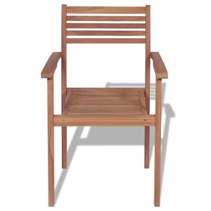 Set of 2 Solid Teak Wood <b>Garden</b> <b>Chairs</b> Warm Natural Tone <b>Stackable</b> Medium Size - Product Image 4