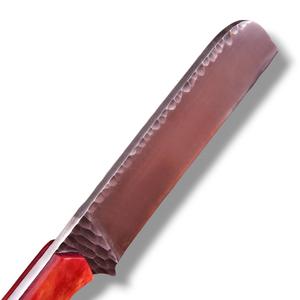Couteau de chef Nakiri forgé à la main, manche en bois rouge, lame fixe, couteau de cuisine, boucher, barbecue, camping, extérieur, couteau utilitaire - Product Image 3