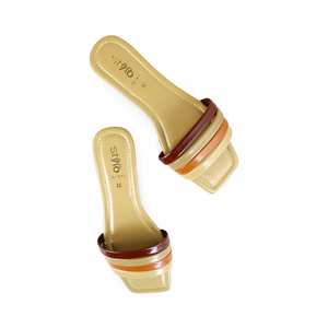 Pantoufles en fourrure moutarde à la mode CL1875 Confortable Style On-The-Go - Product Image 1