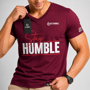 เสื้อยืดคอกลมแขนสั้นสีแดงเลือดหมูสำหรับผู้ชาย ทรงหลวม สวมใส่สบาย ผ้าเนื้อนุ่ม ไม่หด 300 กรัม FLY HUMBLE SPORTSWEAR ราคาถูก - Product Image 6