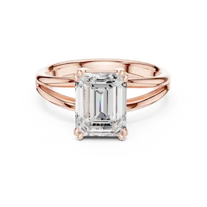 Emerald Cut Lab Grown Diamond IGI Certified Solitaire <b>Ring</b> Claw Prong <b>Split</b> Shank 18K Solid Gold Engagement Luxury Bridal <b>Ring</b> - Product Image 2