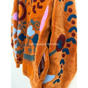 Uzbek <b>Women's</b> <b>Velvet</b> <b>Jacket</b> Handmade Floral Embroidery <b>Jacket</b> Inside Cotton Lining <b>Jacket</b> With <b>Women</b> Winter <b>Jacket</b> - Product Image 4