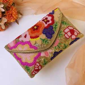 Bolso de Mano Rectangular Hecho a Mano con Bordado Floral, Cierre de Cremallera, Textil de Algodón, para Viajes y Fiestas, Regalo de Boda, Decoración - Product Image 2