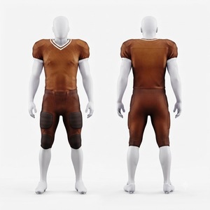 Ensemble d'uniformes de football américain personnalisés, noir et orange, imprimé géométrique, col en V, manches courtes, ajusté, respirant, anti-transpiration, pour hommes - Product Image 5