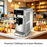 Commerciële 12L 18L zachte tafelmodel ijsmachine, 3 smaken, voor bevroren ijshoorntjes, met handmatige instelling voor yoghurt en melk