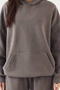 <b>Women</b> Oversized Charcoal Hoodie Tracksuit <b>Set</b> with Wide Leg Sweatpants Casual Pullover Hooded Loungewear <b>Jogger</b> Suit For <b>Women</b> - Product Image 4