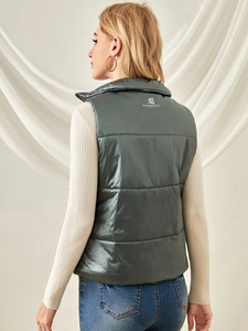 <b>Women's</b> Eco-Friendly Lightweight Puffer Vest <b>Sleeveless</b> Windproof Winter Warm Nylon Casual <b>Jacket</b> Waistcoat Stand Hood Hood Fit - Product Image 2