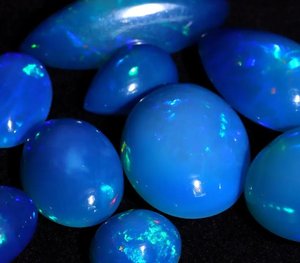 Natural Ethiopian Paraiba Blue Opal Cabochon Mix Shape Size Welo <b>Fire</b> Opal Jewelry Making Wholesale Lot - Product Image 5