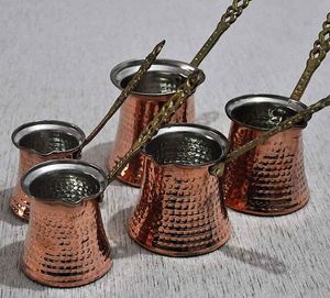 Vintage Brass Turkish Coffee <b>Pot</b> Cezve with Wooden Handle for Traditional Coffee Making - Product Image 4