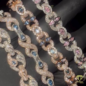 Premium handcrafted moissanite chain bracelets in <b>rose</b> <b>gold</b> and white <b>gold</b> finish designed for bridal fashion and luxury styling - Product Image 1