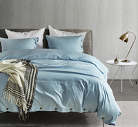 Parure de lit 3 pièces avec housse de couette, design boutonné, couleur unie, durable et confortable, pour chambre à coucher et hôtel, vente en gros