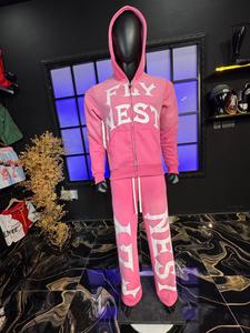 Custom Unisex Embroidered Tracksuit Heavyweight Cotton Fleece Waterproof Breathable Zip-Up Hoodie Wide-Leg <b>Sweatpants</b> <b>Set</b> - Product Image 4