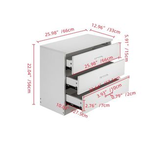 Comò Moderno Bianco in Legno a 3 Cassetti Estensibile, Design Semplice per Arredamento Casa, Camera da Letto, Soggiorno, Seminterrato, Fattoria - Product Image 3