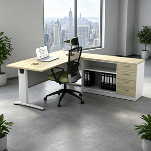 AY Office System 6 Feet Modern L-Shaped Durable Chipboard Melamine Office <b>Desk</b> for Commercial & Home Use - Product Image 5