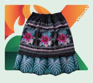 Women Casual Floral Skirts Ruffle Mini Embroidered Pohnpei Skirt High Quality Polynesian Tribal Clothing Flowy One-Shoulder - Product Image 2