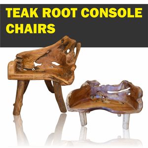 Chaises de console en racine de teck - Product Image 3