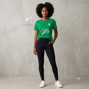 Camiseta de Mujer Iota Phi Lambda Sorority con Pedrería Brillante, Verde, de Algodón Jersey, Cuello Redondo, Manga Corta, con Gráfico de Letras Griegas - Product Image 5