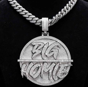 Wholesale Supply Custom Iced Out Letter <b>Initial</b> Pendant Geometric <b>Necklace</b> for Men Hip Hop Party and Special Occasion for Sale - Product Image 1
