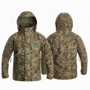 Trendy Fashionable Waterproof Camouflage Hooded Jacket Windproof Outdoor Workwear Lightweight Full Zip <b>Coat</b> with Adjustable Hood - Product Image 5
