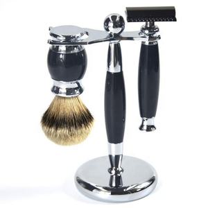 Juego de Brocha de Afeitar de Acero Inoxidable de Alta Calidad, Resistente al Agua, con Soporte y Kit de Aseo con Cerdas Sintéticas para Hombre - Product Image 6