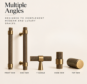 Manija de Puerta Moderna de Latón Sólido con Diseño Moleteado, Acabado Dorado Texturizado, Herraje para Armarios y Gabinetes, para Interiores Contemporáneos de Diseño - Product Image 4