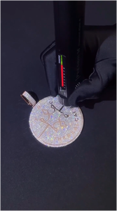 Collier pendentif personnalisé Hip Hop en moissanite, argent sterling 925 plaqué or 18 carats, design maillons cubains étincelants, grand pendentif rond - Product Image 4