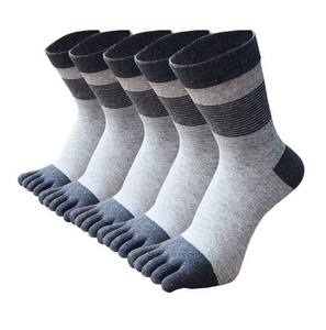 <b>Men's</b> 5 Toe Crew <b>Socks</b> <b>Striped</b> Knitted Cotton Spandex Breathable Daily Wear Spring Season Standard Thickness - Product Image 4