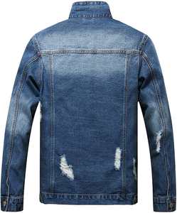 Veste en jean déchirée pour homme, style streetwear décontracté, vente en gros - Product Image 2