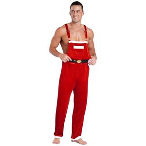 Costume de Noël homme grande taille Costume de Père Noël en flanelle Salopette de poche sans manches une pièce pour les vacances de Noël - Product Image 4
