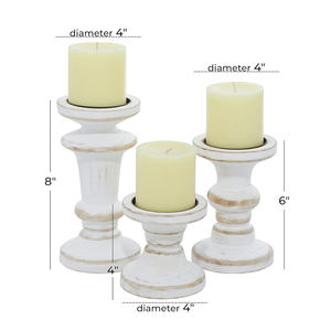 Bougeoirs en bois de manguier faits à la main Lot de 3 bougeoirs en bois les plus vendus Idéal pour la décoration de table de fête de Noël - Product Image 3