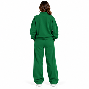 Ensemble survêtement femme personnalisé, coupe-vent bicolore, 2 pièces, sweat à capuche demi-zip avec poche latérale et pantalon de jogging - Product Image 2