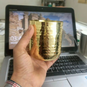 Frascos de Latón Dorado de 12 oz con Logotipo Personalizado, Hechos a Mano, Resistentes al Calor, Duraderos, para Velas, Decoración del Hogar, Fabricación de Velas - Product Image 1