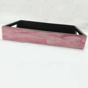 Moderno 2025 elegante bandeja de madera y resina para servir Color único para el hogar Hotel restaurante fabuloso diseño de bandeja de melocotón para servir - Product Image 4