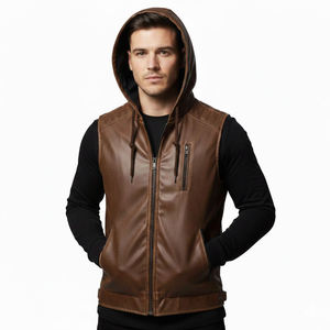 Nouveau Gilet de Moto en Cuir Premium Tendance pour Homme, Coupe-Vent, Grande Taille, Sans Manches, Protection Personnalisable pour la Conduite - Product Image 2