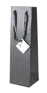 Bolsa de compras de lujo hecha a mano de papel de algodón con base negra metálica en toda la superficie, con relieve y estampado en lámina. - Product Image 3