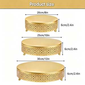 Support à gâteau rond en métal doré à 3 niveaux, présentoir à desserts réutilisable, lavage à la main uniquement - Product Image 5