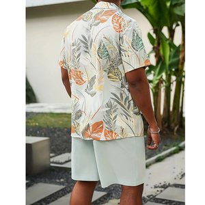 Ensemble deux pièces brodé pour homme – Chemise et short amples d'été en coton respirant à séchage rapide - Product Image 3