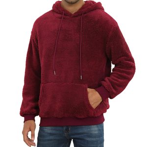 <b>Sherpa</b> Solid Breathable Heavy Weight Oversized Pullover <b>Hoodies</b> for <b>Men</b> Winter Custom Logo Sweatshirts - Product Image 1