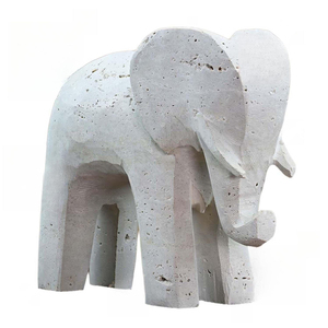 Handcrafted Travertine Marble <b>Elephant</b> For Home Decoration Statue Elegant Natural Stone Sculpture Travertine Marble <b>Elephant</b> - Product Image 1