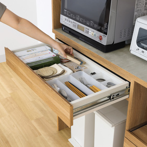 Modern American Wood <b>Desk</b> <b>with</b> 2 Storage <b>Shelves</b> and Drawers Shirai Model P37-1 Home Office & Living Room Furniture <b>with</b> Wheels - Product Image 3
