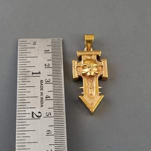 Gold Plated 925 <b>Silver</b> <b>Cross</b> <b>Pendant</b> Necklace with Skull Design Natural Stone Art Deco Style Unisex Everyday Wear Snake Chain - Product Image 5