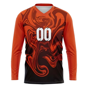 Camiseta de Manga Larga para Hombre, Diseño Moderno, Sublimación Completa, Cuello en V, Tallas Grandes, Secado Rápido, Transpirable, 100% Poliéster - Product Image 1