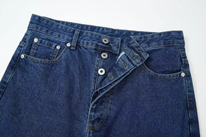 Jeans en denim indigo pour homme, coupe large, coupe bootcut, délavé, style vintage streetwear, fabricant OEM ODM - Product Image 5