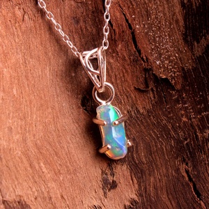 Christmas Special Ethiopian <b>Opal</b> Gemstone Rough <b>Pendant</b> 925 Sterling Silver Handmade Jewelry Silver Charm <b>Pendant</b> Gift for Her - Product Image 5