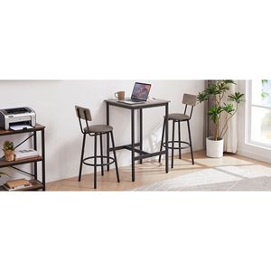Ensemble de table de bar grise 23,62 L x 23,62 P x 35,43 H avec 2 sièges et tabourets à dossier souple en PU pour usage domestique ou commercial - Product Image 6