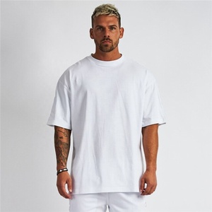 T-shirt à col rond surdimensionné pour homme, manches courtes, couleur unie, coupe décontractée, 100% coton jersey tricoté, design col rond - Product Image 3