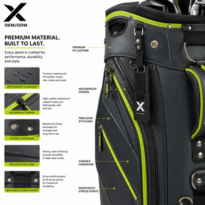 Bolsa de Golf Personalizada OEM Impermeable con 14 Divisores, de Cuero PU con Soporte, Múltiples Bolsillos, Premium X Sports City XSC-GB-F1 - Product Image 6