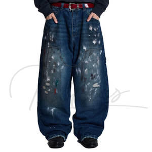 Nuevos pantalones cortos vaqueros holgados de verano de alta calidad para hombre, pantalones cortos vaqueros holgados de mezclilla oscura con bolsillo para hombre - Product Image 1