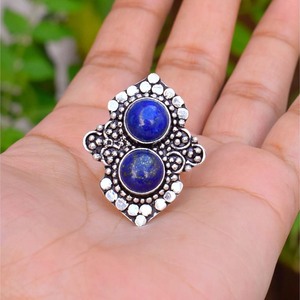 Natural <b>Lapis</b> <b>Lazuli</b> Gemstone Handmade <b>Ring</b> 925 Sterling Silver <b>Ring</b> for Girls & Women's - Product Image 3